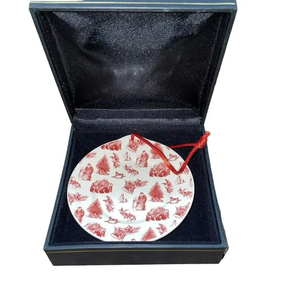 Square Nest Collectible Small Porcelain Christmas Ornament Santa Christmas Tree